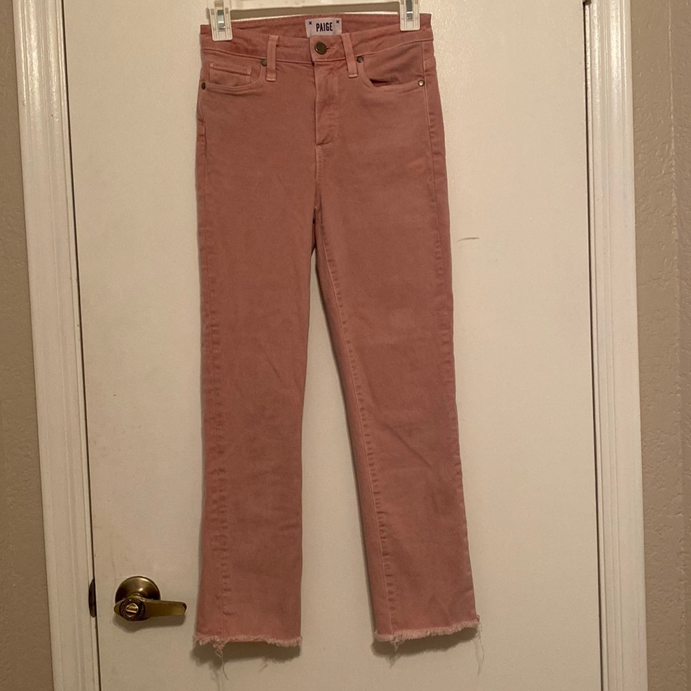 Paige Jacqueline Straight Vintage Misty Rose Distressed Size 25